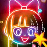 Dibujo de resplandor de neón con marcadores de color